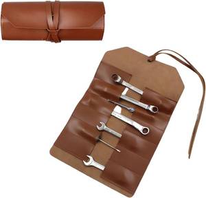 lot 4270 image: Pu Leather Tool Roll Pouch, 12 Slots, Hand Stitched Organizer Bag, Woodworking Tools Organizer
