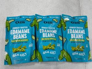 lot 4288 image: 3 Bags The Only Bean Sea Salt Roasted Edamame Beans, 4 OZ