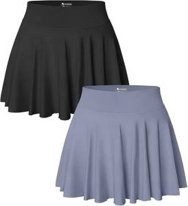 lot 4290 image: OQQ Women 2 Piece Skirts 2 in 1 Flowy Basic Versatile Stretchy Flared Casual Mini Skirts Size Large