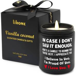 lot 4293 image: Lihome Gifts for Him - Anniversary Wedding, Birthday, Christmas, Friendship Gifts, Natural Soy Wax Vanilla Coconut Scented Candles(7oz)