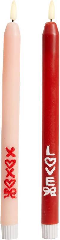 lot 406 image: DN DECONATION Flameless Taper Candles Set of 2, Red & Pink Valentine LED Candles - Battery Operated  XOXO  &  Love  Decor Candles for Romantic Home, Wedding, Gift for Her