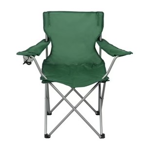 lot 3904 image: Ozark Trail Basic Quad Folding Camp Chair with Cup Holder, Green, Adult