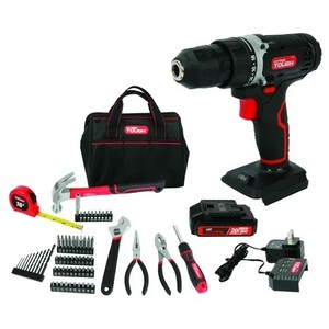 lot 3923 image: Hyper Tough 20V Max 1.5AH 70-Piece Project Kit with Cordless Drill, Battery & Charger