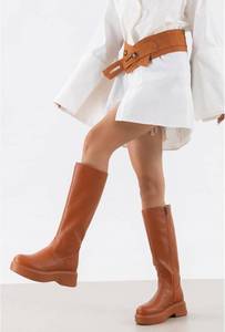 lot 4324 image: Womens Platform Ankle Boots Chunky Chelsea Short Fall Booties Front Zipper Combat Leather Boot SIZE 8