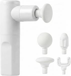 lot 4344 image: Massage Gun Deep Tissue, Percussion Massager for Back and Neck with 6 Speeds, Cordless Muscle Massager for Pain Relief with 4 Heads, Type-C Charging, Travel Size, Best Gifts (White)