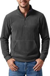 lot 4371 image: August Alley Mens Quarter Zip Sweatshirt Long Sleeve Lightweight Corduroy Pullover Stand Collar Casual Top Shirt with Pocket Size Small