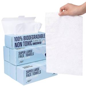 lot 4379 image: Clean XL Disposable Face Towels 11.8 7.8, 100% Biobased Biodegradable Viscose, Ultra Soft & Hygienic Facial Towelettes for Makeup Removal and Skincare, Safe for All Skin Types, 360 Count, 6 Packs