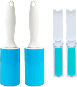 lot 4385 image: Washable Sticky Gel Lint Roller 4 Pack, Reusable Lint Roller for Pet Hair, Remover Cleaner for Clothes, Carseats, Travel, Sofa, 2 Large with Dust Covers 2 Foldable Mini, Portable Lint Brush