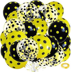 lot 4401 image: Bee Balloons 66 Pcs, 12 Inch Yellow Black Polka Dot Latex Balloon Yellow Black Confetti Balloons for Bee Birthday Party Decorations Wedding Baby Shower Honeybee Bee Themed Party Decorations Supplies