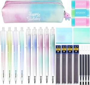 lot 4403 image: Cute Kawaii Stationery Set, Cute Back to School Supplies with Erasers,Cute 0.5mm&0.7mm Mechanical Pencils,Gel Pens,Sticky Notes,Kawaii Birthday Christmas Gifts for Office School Supplies