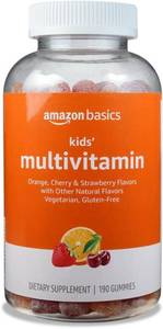lot 4405 image: Amazon Basics Kids Multivitamin Gummies, Cherry, Strawberry & Orange Flavors, 190 Count (Previously Solimo)