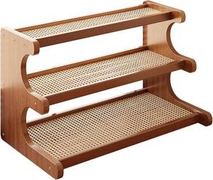 lot 4409 image: Desktop Shelf Organizer, Bamboo Desktop Bookshelf, 3-Tier Organization Shelves for Top of Desk for Dorm College Table Top Shelving Display Stand for Living RoomHome