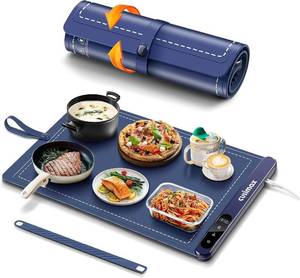 lot 4410 image: Food Warming Mat,Full Surface Graphene Heating Electric Warming Tray,6 Tempe-Settings & 1-6Hr Auto Shut-Off,Foldable Food Heating Mat,Food Warmer Trays for Chafing Dishes Navy Blue