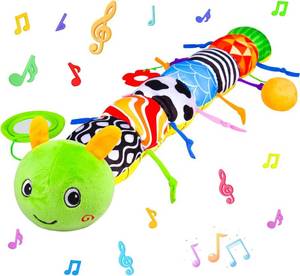 lot 4411 image: Baby Toys 0-6 6-12 Months, Stuffed Animal Infant Tummy Time Toys Sensory Toys with Crinkle, Rattles, Textures and Mirror Gifts for Newborn Boy Girls Toddlers, Caterpillar Musical Toy (Green)