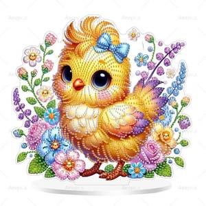 lot 4424 image: Aeepics DIY Diamond Art Tabletop Kit for Adults, Acrylic Desktop Diamonds Painting Kit Ornament, Stand Up Diamond Art Painting Board Kit (Chicken)