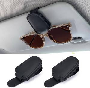 lot 4431 image: Shering Sunglasses Holders for Car Sun Visor, Magnetic Leather Glasses Eyeglass Hanger Clip for Car, Visor Sunglasses Holder Clip Car Accessories for Truck(4, Black)