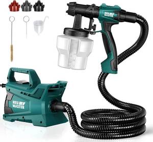 lot 4438 image: NEU MASTER Paint Sprayer-HVLP Spray Paint Gun, Electric Paint Sprayer Gun with 6FT Airhose, 3 Nozzles for House Painting Furniture Cabinets Wall Ceiling Home Interior and Exterior