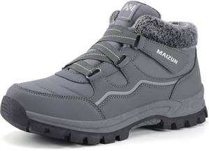 lot 4440 image: MAIZUN Snow Boots for Men Winter Warm Fur Lined Boots No-Slip Ankle Boots Hiking Outdoor Walking size 8.5