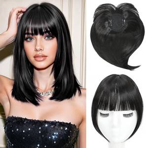 lot 4454 image: Clip in Bangs, French Bangs Hair Clip, 360 Cover Top Hair Toppers for Women with Thinning Hairs, 10 Inch Fake Bang Hairs Pieces for Women Daily Wear (Natural Black)