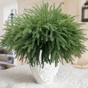 lot 4470 image: 12 Pcs Real Touch Norfolk Pine Branch, 18 Christmas Artificial Green Plants Branches Faux Greenery Stem Fake Cedar Pine Picks for Vase DIY Crafts Garland Wreath Home Xmas Decor