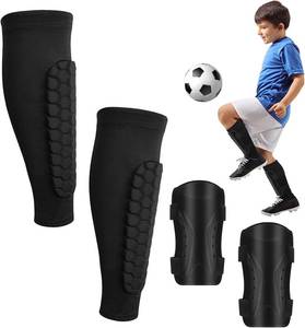lot 4492 image: Soccer Shin Guards for Kids Youth, Shin Guards Kids, Calf Compression Sleeve with Honeycomb Pads  Hard Shell Shin Guards with Adjustable Straps for Football Training and Games Size Small
