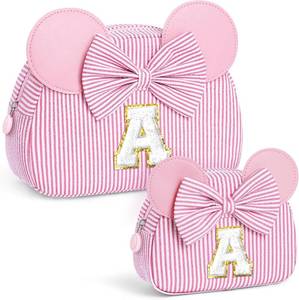 lot 4510 image: Birthday Gifts for Girls Kids Initial Makeup Bag Birthday Gift for 4 5 6 7 8 9 10 11 12 13 Years Old Girl Kids Pink Initial Cosmetic Travel Toiletry Bag for Girls Daughter Pink A