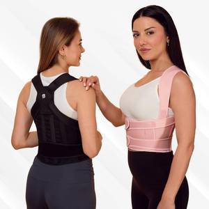 lot 4525 image: Back Brace Posture Corrector for Men & Women - Adjustable, Breathable, Improves Posture, Reduces Neck & Back Pain - Lightweight Unisex Design for Office and Home Use (Pink, Small)