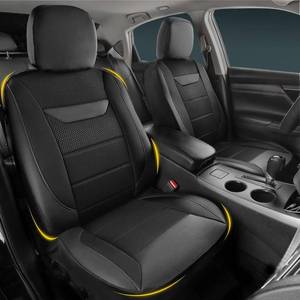 lot 4531 image: kingphenix 2 Pack Front Memory Foam Leather Car Seat Covers, Breathable 4D Mesh, Easy Install Automotive Seat Protectors, Airbag Compatible, Universal Fit for Cars, Trucks, Vans, SUV - Black
