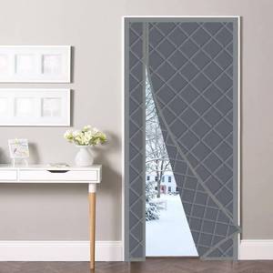 lot 4909 image: Magnetic Thermal Insulated Door Curtain, 34 x 80 Inch Winter Door Cover Curtain Size 38 x 82 Waterproof Thick Insulation Blanket, Side Opening, Gray