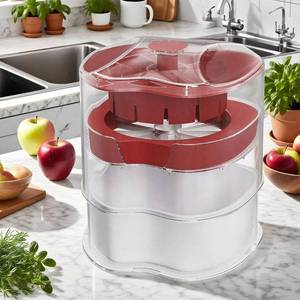 lot 4969 image: NEW Professional Apple Slicer and Corer 6.42in- Stainless Steel Apple Cutter with 12 Slices, Heavy Duty Design for Large Apples, Thin Slices, Compatible with Pears and Other Fruits Red