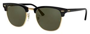 Ray-Ban Clubmaster Classic RB 3016 Glass Sunglasses - Polished Black/Green Classic - Retail: $244
