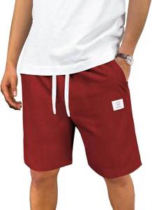 lot 5014 image: Mens Corduroy Shorts Casual Elastic Drawstring Lightweight Summer Beach Shorts with Pockets, Size 2XL