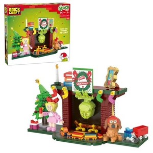 lot 5105 image: Brickcraft The Grinch Grinchmas Eve Fireplace Building Kit (547-Piece Plastic Set), Grinch Christmas Holiday Decoration, Christmas Collectible