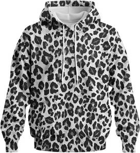 lot 5123 image: Leopard Print Hoodie for Men Cheetah Printed Hooded Streetwear Hip Hop Pullover Y2K Sweatshirt Size Large