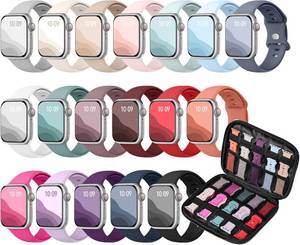 lot 5124 image: 18 Pack Silicone Band Compatible with Apple Watch Bands 40mm 41mm 38mm 42mm 46mm 44mm 45mm 49mm for Women Men, Sport iWatch bands with Organizer for iWatch Series 11 10 9 8 7 6 5 4 Ultra SE 3 2 1