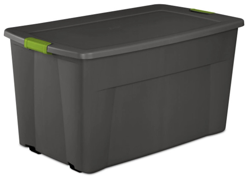 lot 5127138 image: Sterilite 20 gallon storage container without lid, see photos for damage  - Retail $8