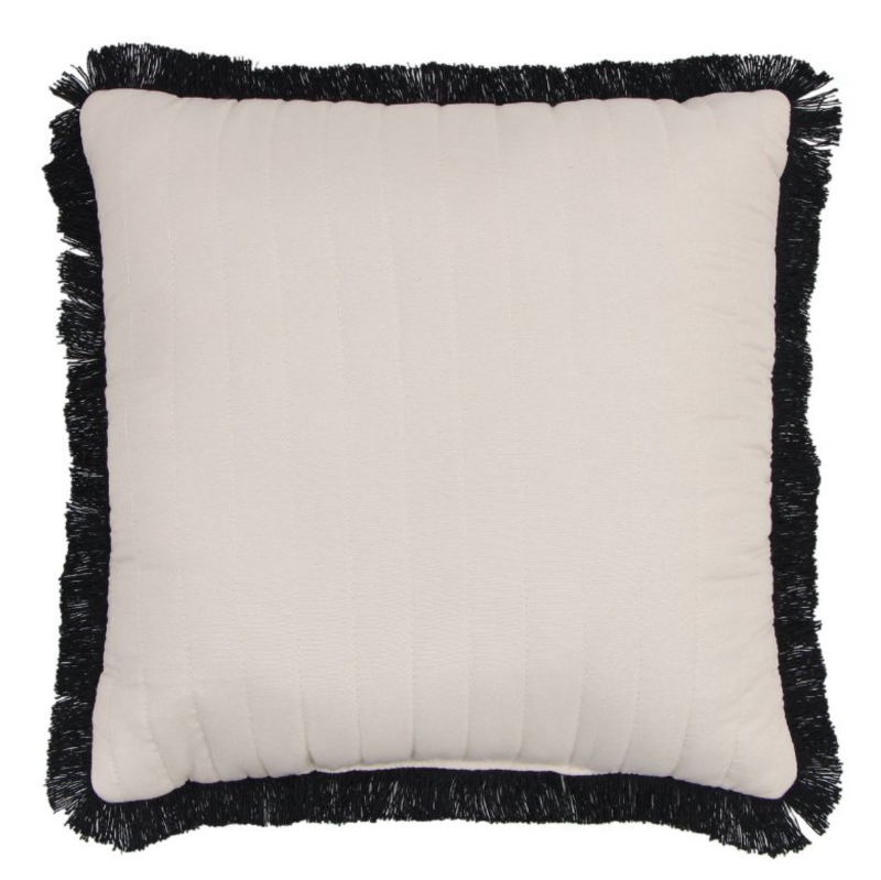 lot 5127099 image: White Cotton Throw Pillow with Black Fringe - Retail $10