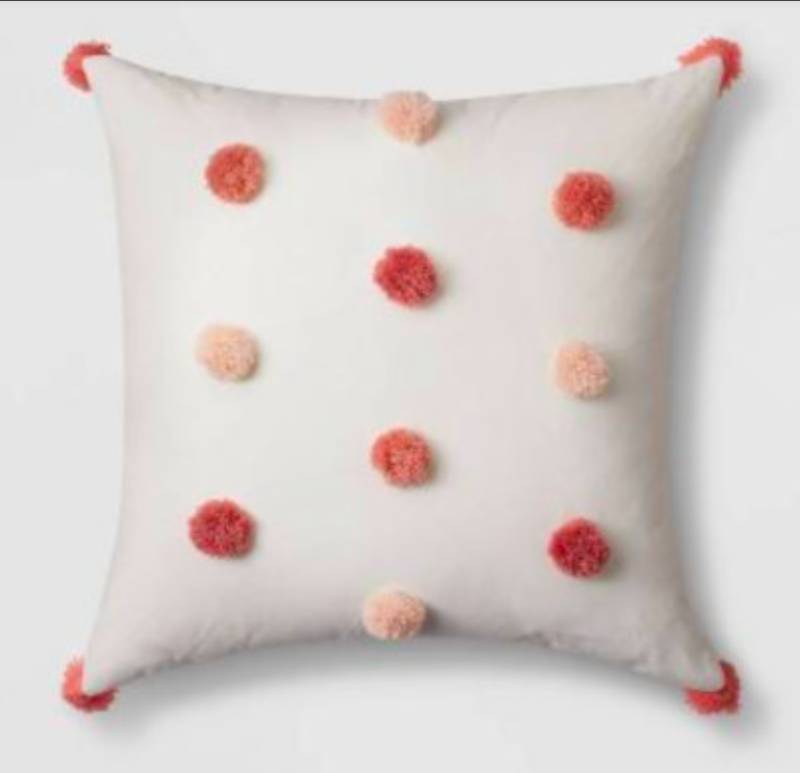 lot 5127049 image: Pillowfort - Square Tassel Kids Throw Pillow Pink 16x16 - Retail $10