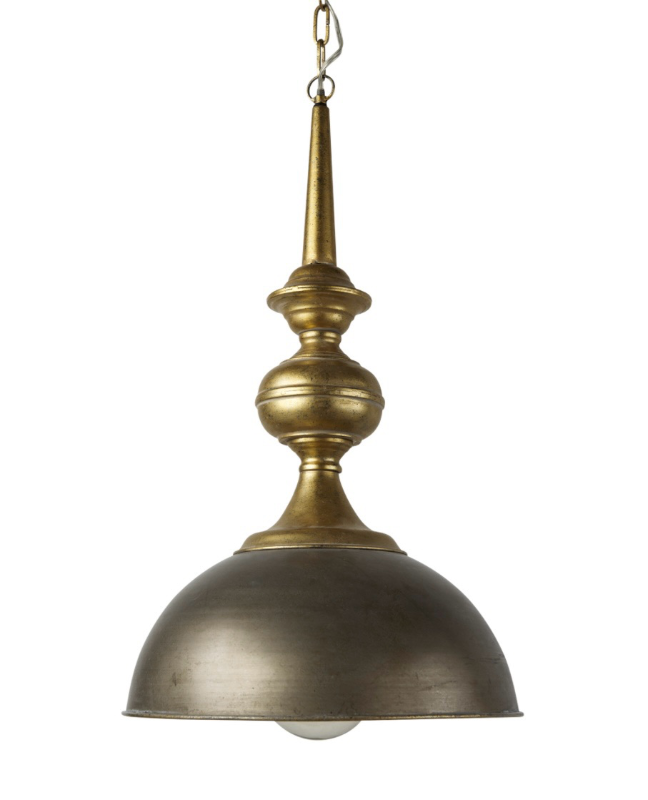 lot 5127036 image: Capsa 17x29 Antique Gold and Silver Toned Metal Dome Pendant Light 65267 - Retail $549