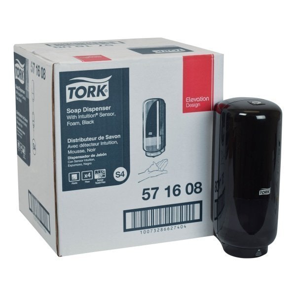 lot 3567059 image: Tork Elevation Foam Skincare Automatic Dispenser with Intuition Sensor 1 L33 oz 4.45 x 5.12 x 10.94 Black - Retail $51