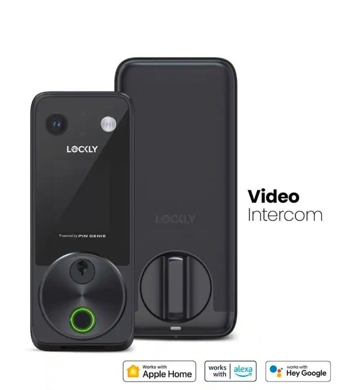 lot 4649025 image: LocklyVision 2K Video Zeno Matte Black Deadbolt Wi-Fi Doorbell Smart Lock,Home Key,Night Vision,Fingerprint, SiriAlexaGoogle - Retail $424