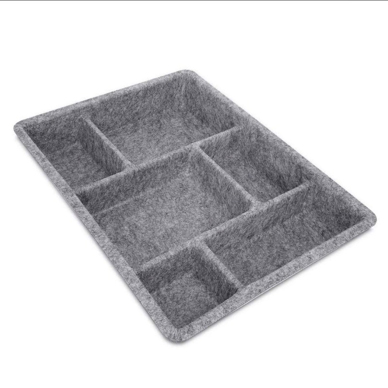 lot 4651041 image: Navaris Felt Drawer Organizer Tray - Tidy Desk Drawers, Office Supplies, Jewelry, Cosmetics, Small Personal Items and Accessories - Gray - Retail $22