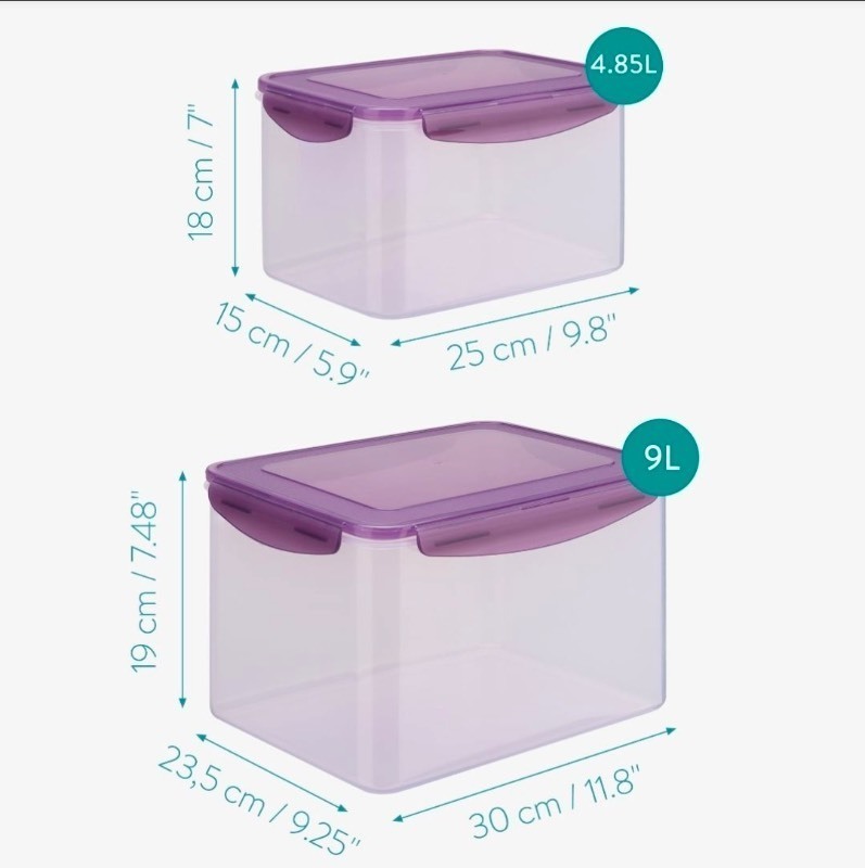 lot 4651183 image: Navaris Polypropylen Microwave Safe Airtight Food Storage Container (2 Count) - Retail $28
