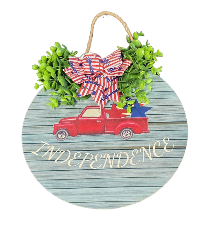 lot 3565165 image: Suizaomo 4th of July Patriotic Door Decorations,Independence Day Welcome Sign Decor,Wooden Door Hangers Wreath for Memorial Day Decorations Home Party Supplies Front Door Porch Decor - Retail $14