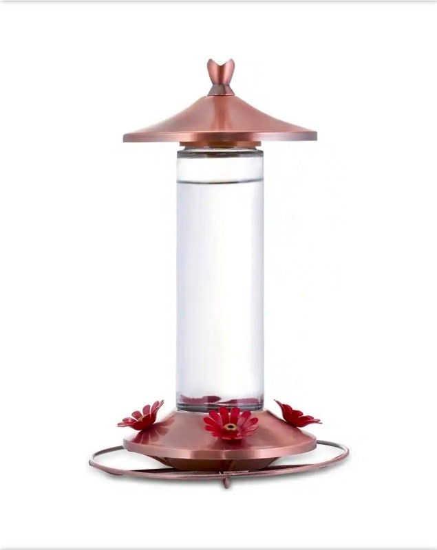 lot 3565059 image: Perky-PetElegant Glass Copper Bee-Resistant Garden Hummingbird Feeder 12 oz. Capacity - Retail $15