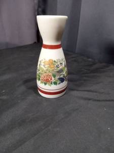 lot 4544 image: Japanese Ceramic Sake Bottle with Floral Design
