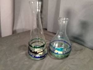 Colored Glass Water Carafes with Striped Design