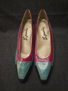 lot 5007 image: Womens Color Block Leather Pumps Size 7.5N