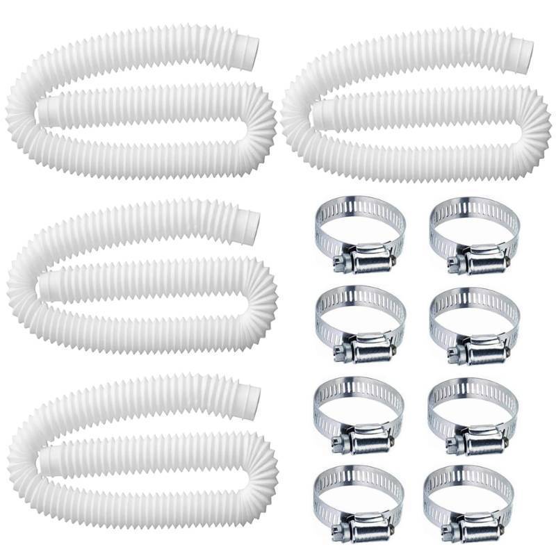 lot 34308 image: Pool Hoses for Above Ground Pools,1.25 x 59 Inch Pool Filter Hose, Compatible with Intex Filter Pump 607,637 With 8 Metal Clamps (4 Pack)(4) - Retail $25