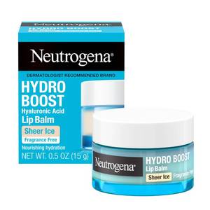 lot 45817 image: Neutrogena Hydro Boost Hyaluronic Acid, Unscented Lip Balm Leaves Lips Feeling Hydrated, Sheer Ice Nude Lip Balm with a Sweet Sugar Flavor, Fragrance Free, 0.5 oz - Retail $8